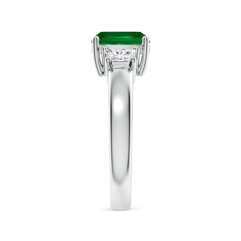 8mm Labgrown Classic Cushion Lab-Grown Emerald and Trapezoid Diamond Three Stone Engagement Ring in White Gold side 299