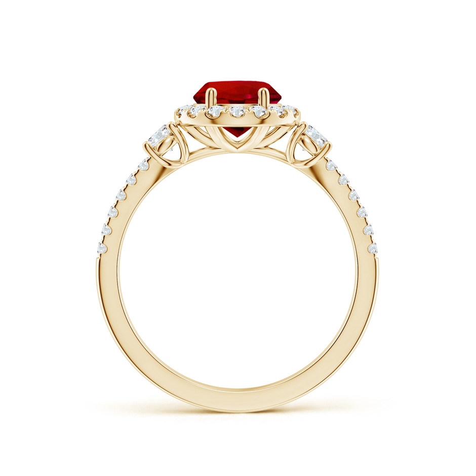 6.5mm Labgrown Round Lab-Grown Ruby Halo Double Shank Engagement Ring in Yellow Gold side 199