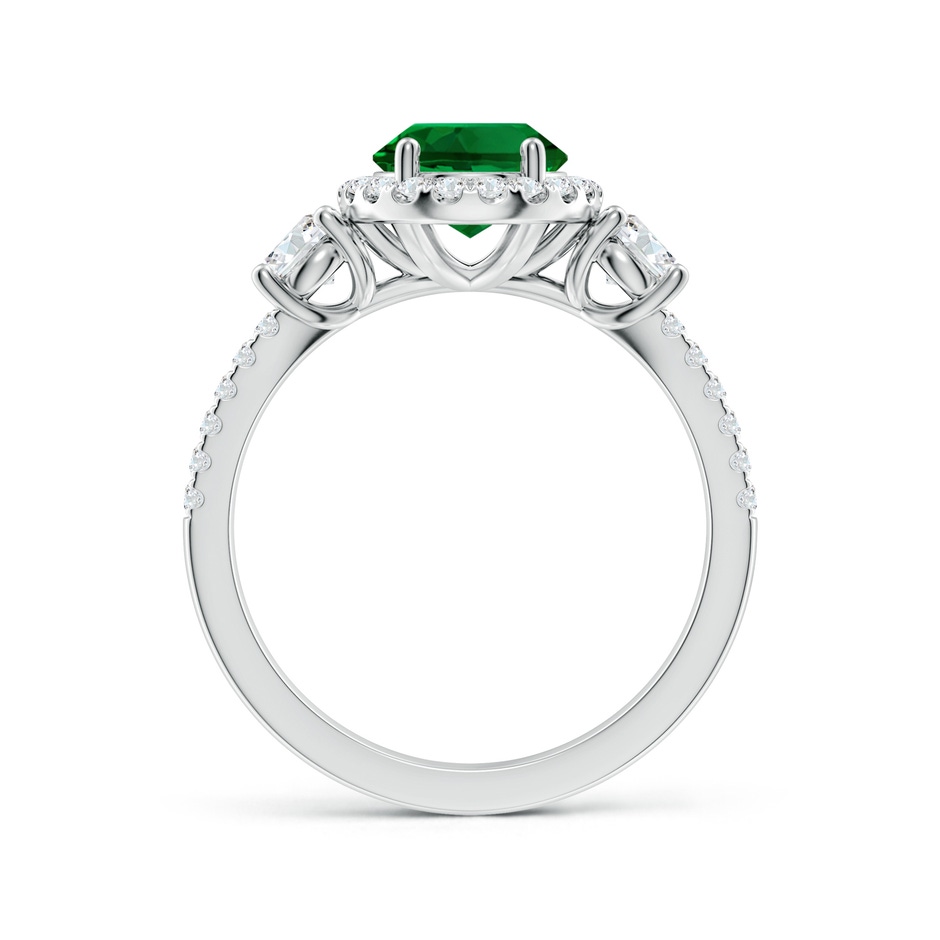 9x7mm Labgrown Oval Lab-Grown Emerald Halo Double Shank Engagement Ring in White Gold side 199