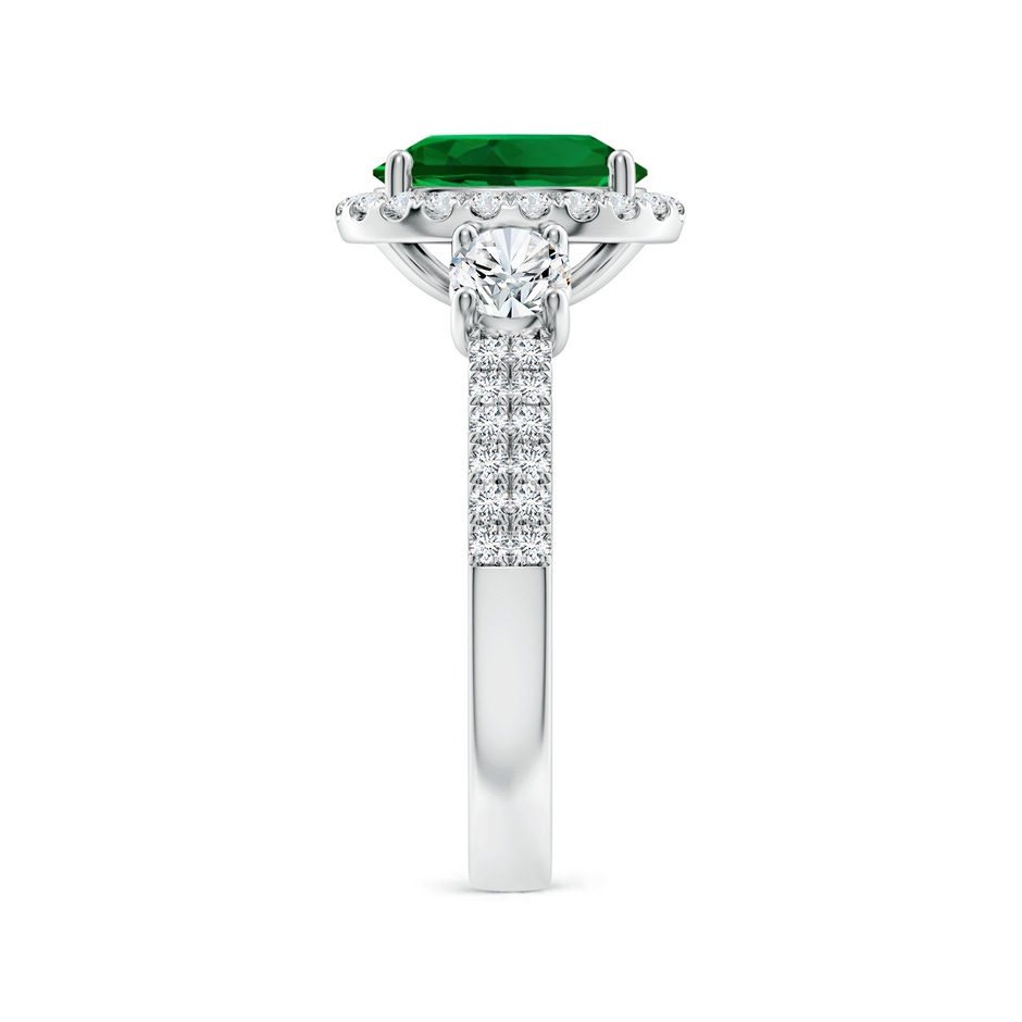 9x7mm Labgrown Oval Lab-Grown Emerald Halo Double Shank Engagement Ring in White Gold side 299