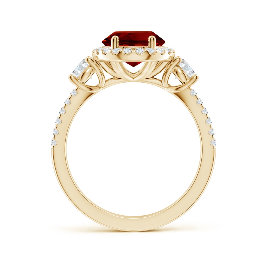 10x8mm Labgrown Oval Lab-Grown Ruby Halo Double Shank Engagement Ring in 18K Yellow Gold side 199