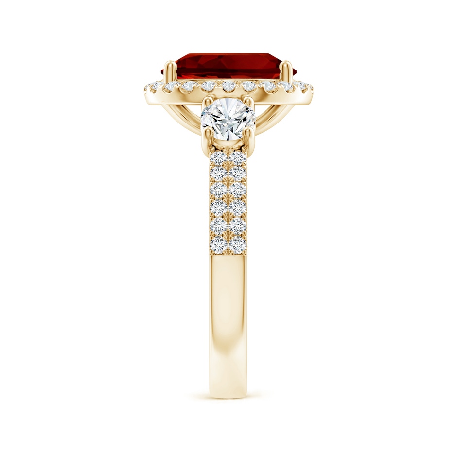 10x8mm Labgrown Oval Lab-Grown Ruby Halo Double Shank Engagement Ring in 18K Yellow Gold side 299
