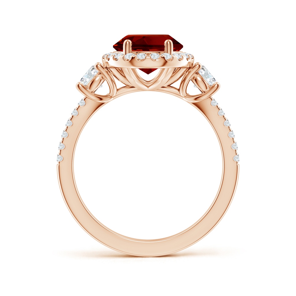 10x8mm Labgrown Oval Lab-Grown Ruby Halo Double Shank Engagement Ring in Rose Gold - side 199