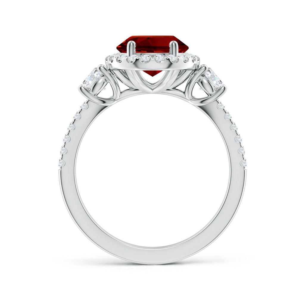 10x8mm Labgrown Oval Lab-Grown Ruby Halo Double Shank Engagement Ring in White Gold - side 199