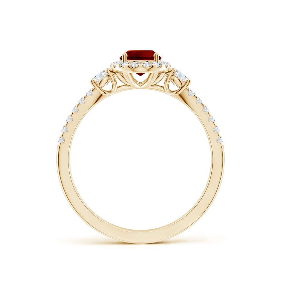 7x5mm Labgrown Oval Lab-Grown Ruby Halo Double Shank Engagement Ring in Yellow Gold side 199