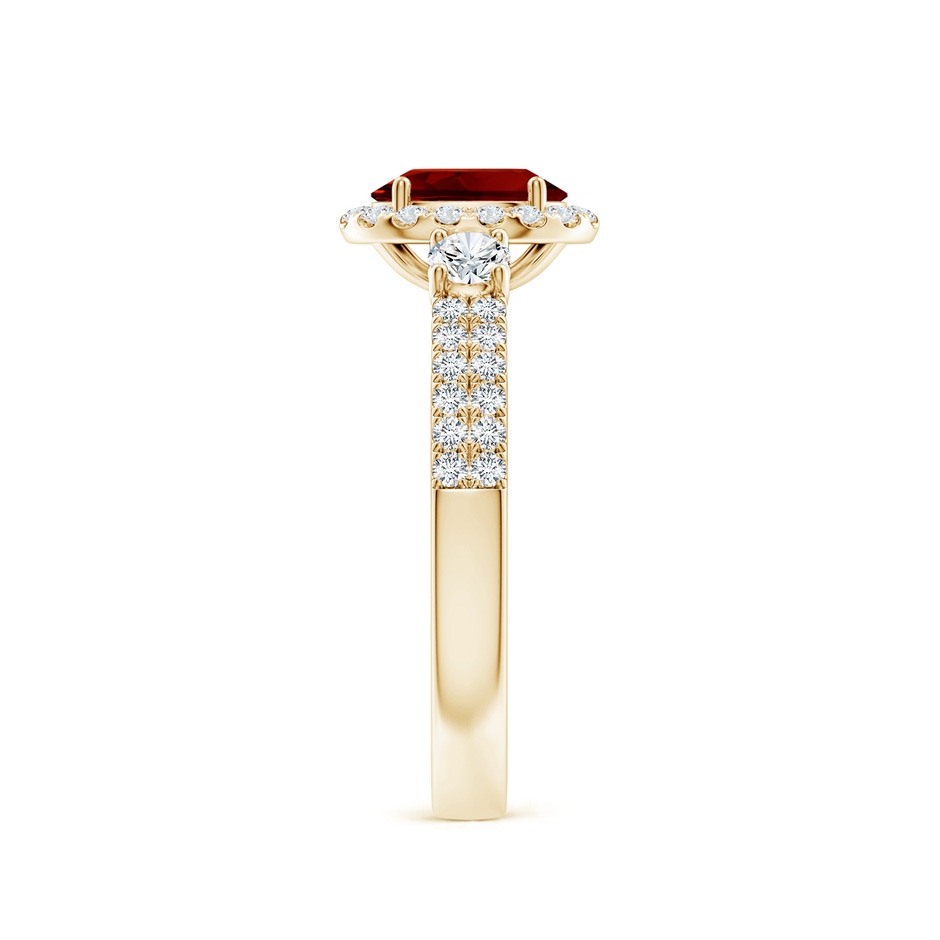 7x5mm Labgrown Oval Lab-Grown Ruby Halo Double Shank Engagement Ring in Yellow Gold side 299