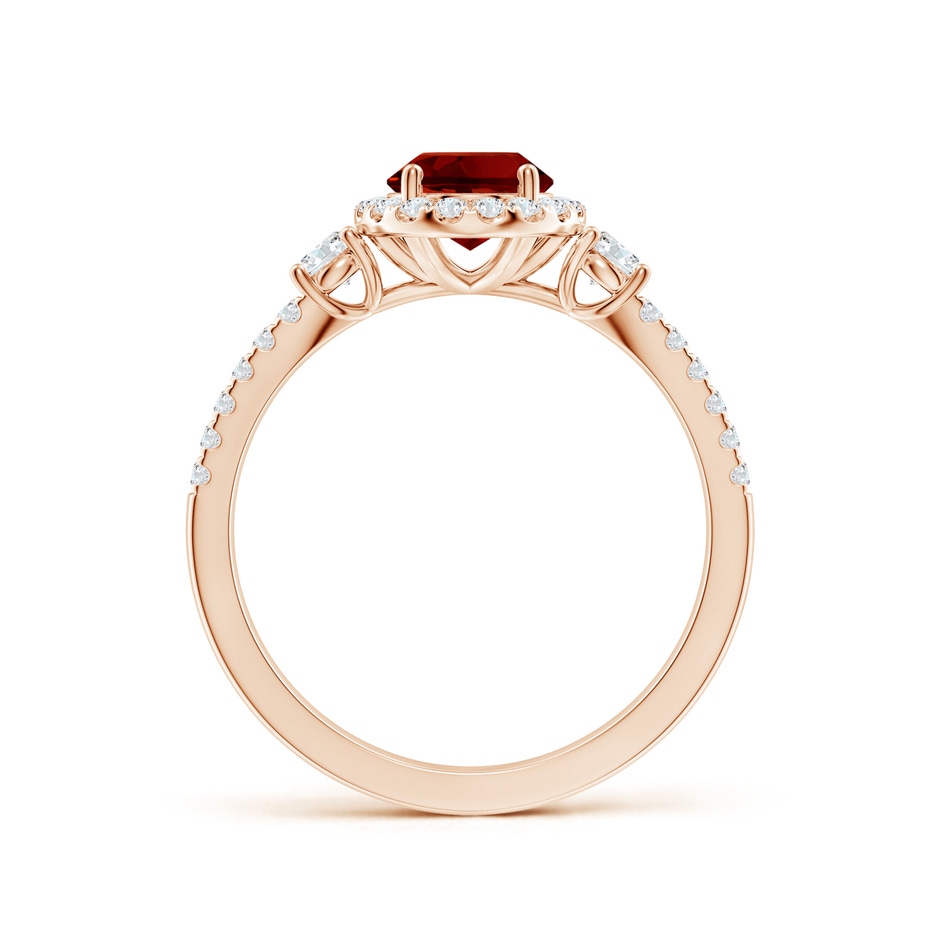 8x6mm Labgrown Oval Lab-Grown Ruby Halo Double Shank Engagement Ring in Rose Gold side 199