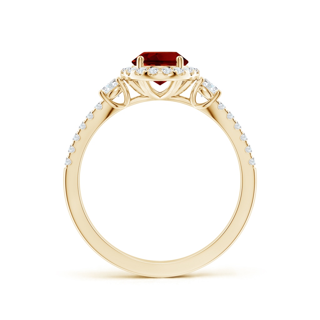 8x6mm Labgrown Oval Lab-Grown Ruby Halo Double Shank Engagement Ring in Yellow Gold - side 199