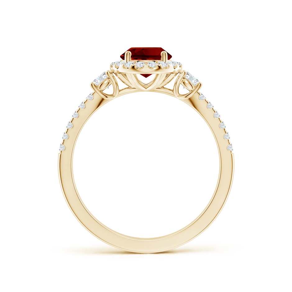 8x6mm Labgrown Oval Lab-Grown Ruby Halo Double Shank Engagement Ring in Yellow Gold side 199