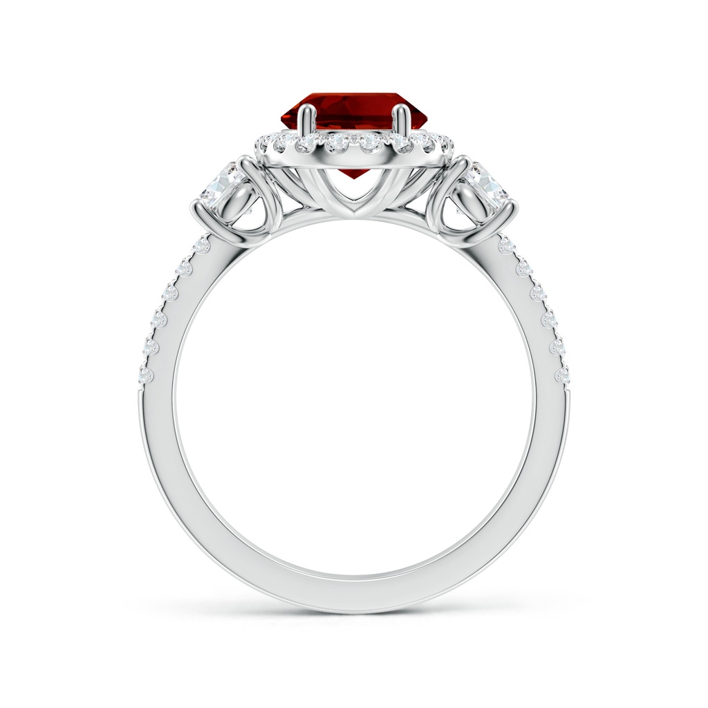 9x7mm Labgrown Oval Lab-Grown Ruby Halo Double Shank Engagement Ring in White Gold - side 199