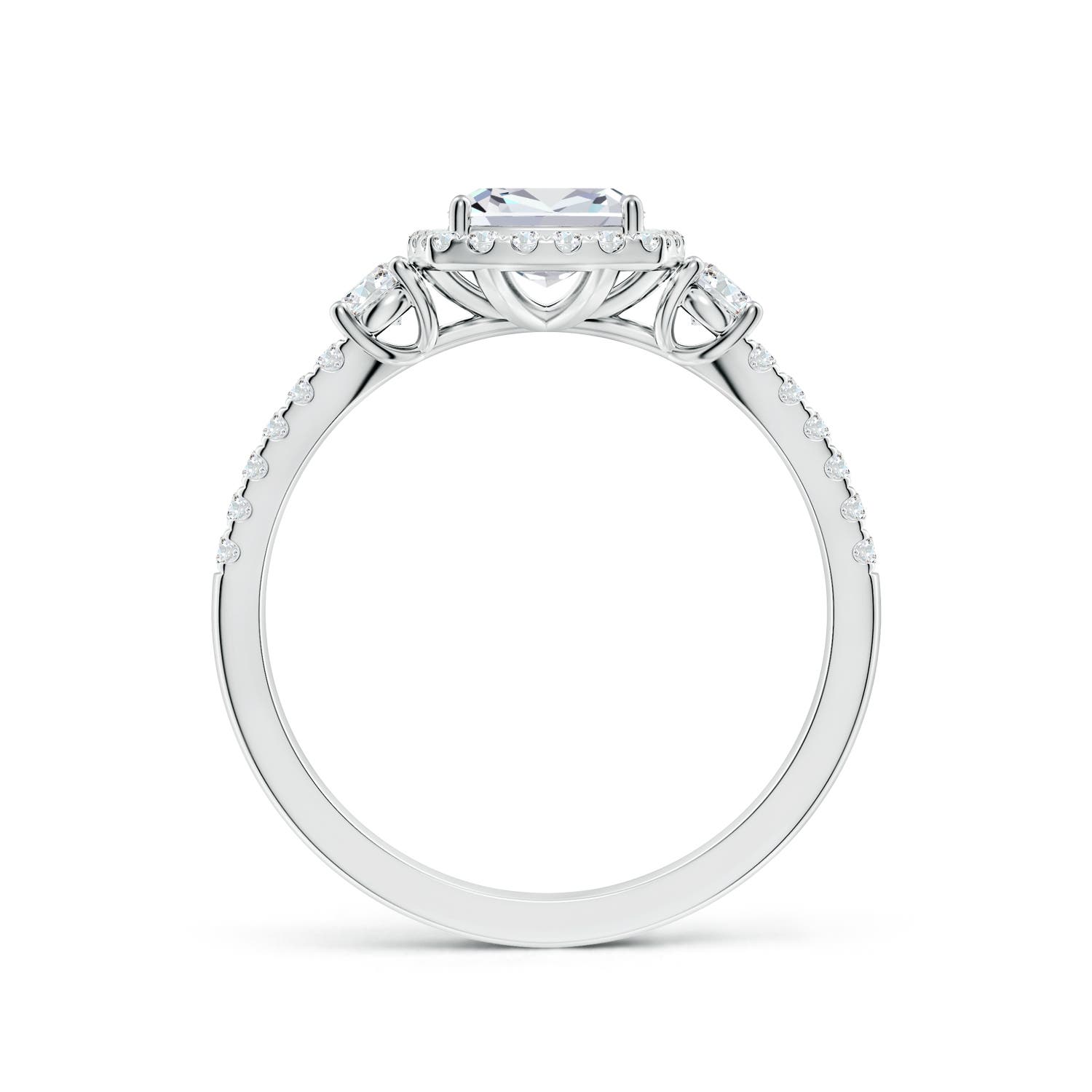6mm FGVS Cushion Lab-Grown Diamond Halo Double Shank Engagement Ring in White Gold - side 3
