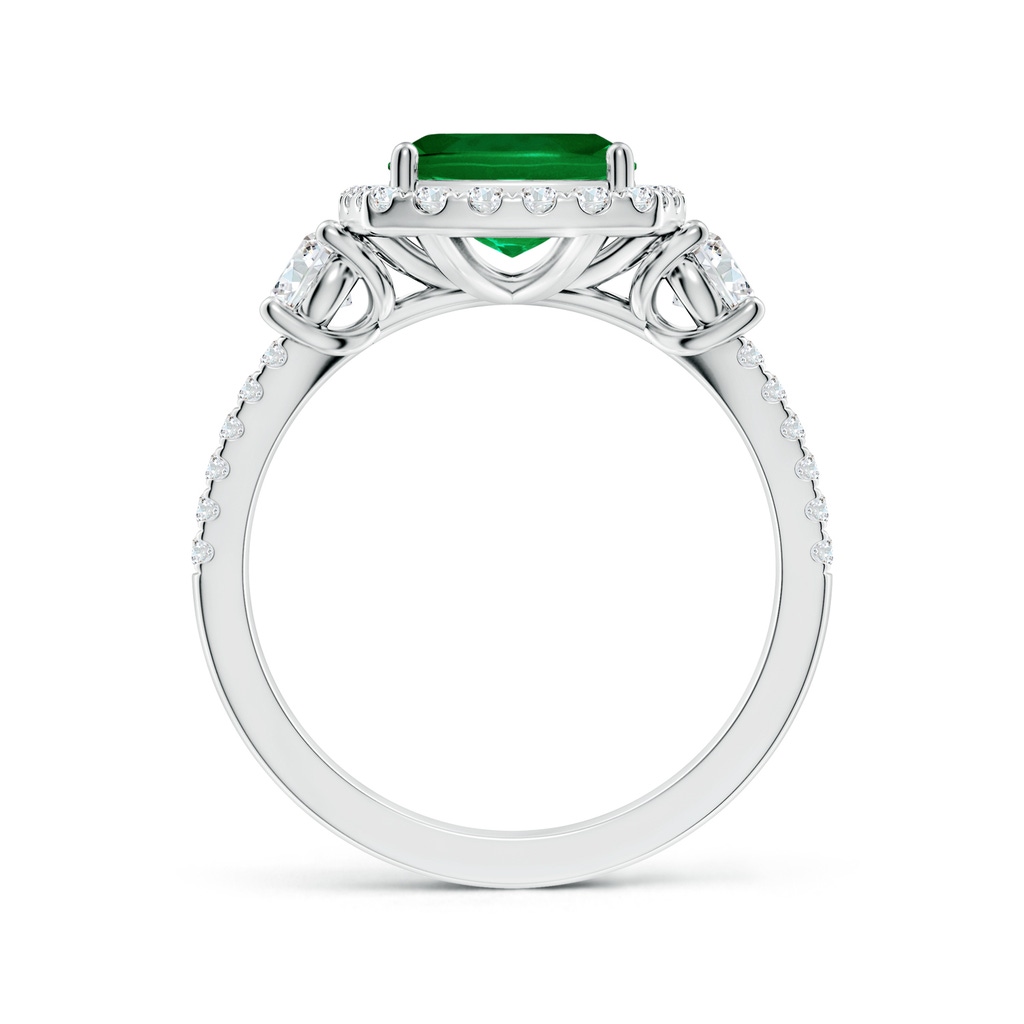 8mm Labgrown Cushion Lab-Grown Emerald Halo Double Shank Engagement Ring in White Gold Side 199