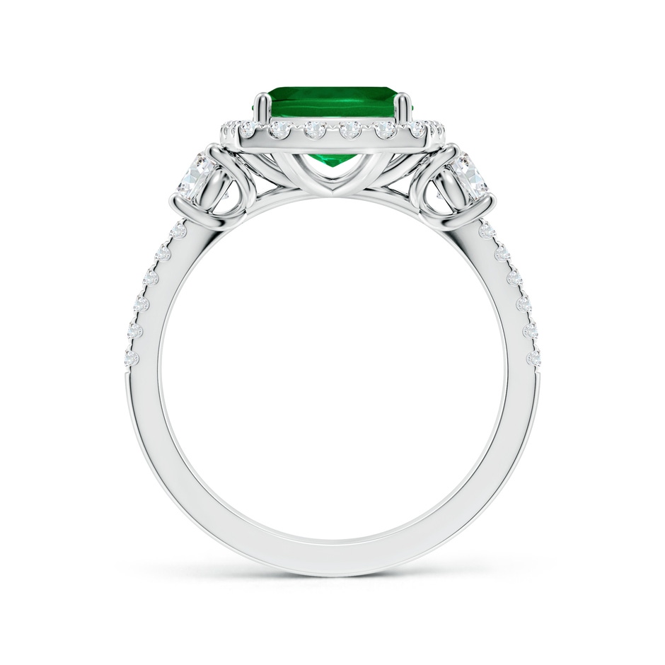 8mm Labgrown Cushion Lab-Grown Emerald Halo Double Shank Engagement Ring in White Gold side 199