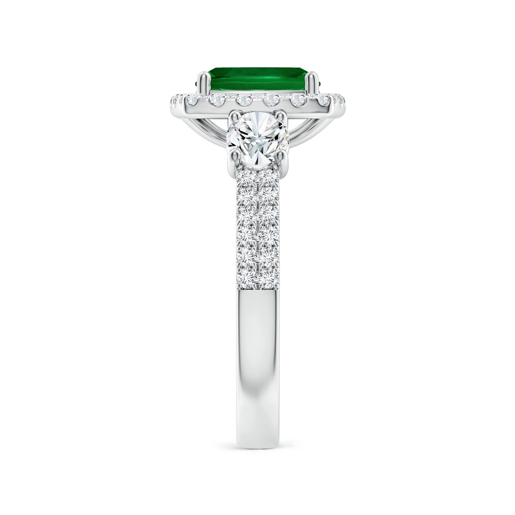 8mm Labgrown Cushion Lab-Grown Emerald Halo Double Shank Engagement Ring in White Gold Side 299