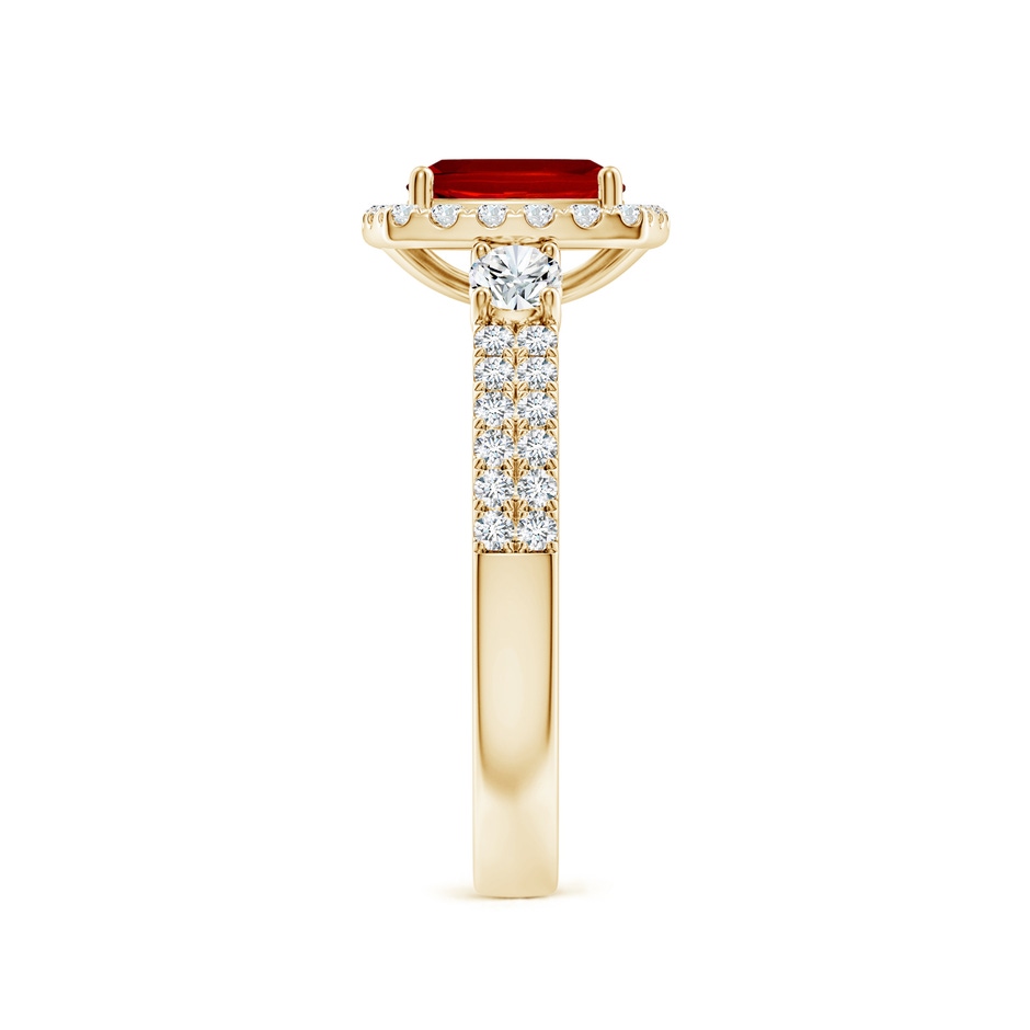 7mm Labgrown Cushion Lab-Grown Ruby Halo Double Shank Engagement Ring in Yellow Gold side 299