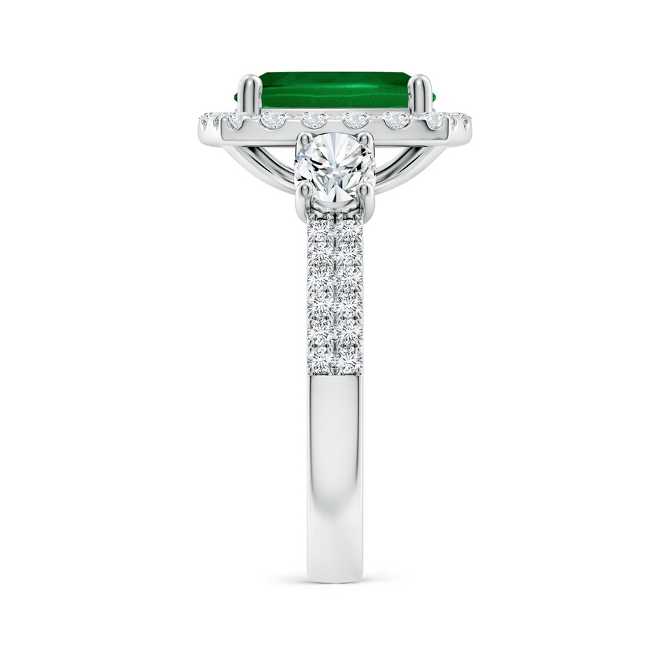 10x8mm Labgrown Cushion Rectangular Lab-Grown Emerald Halo Double Shank Engagement Ring in White Gold side 299