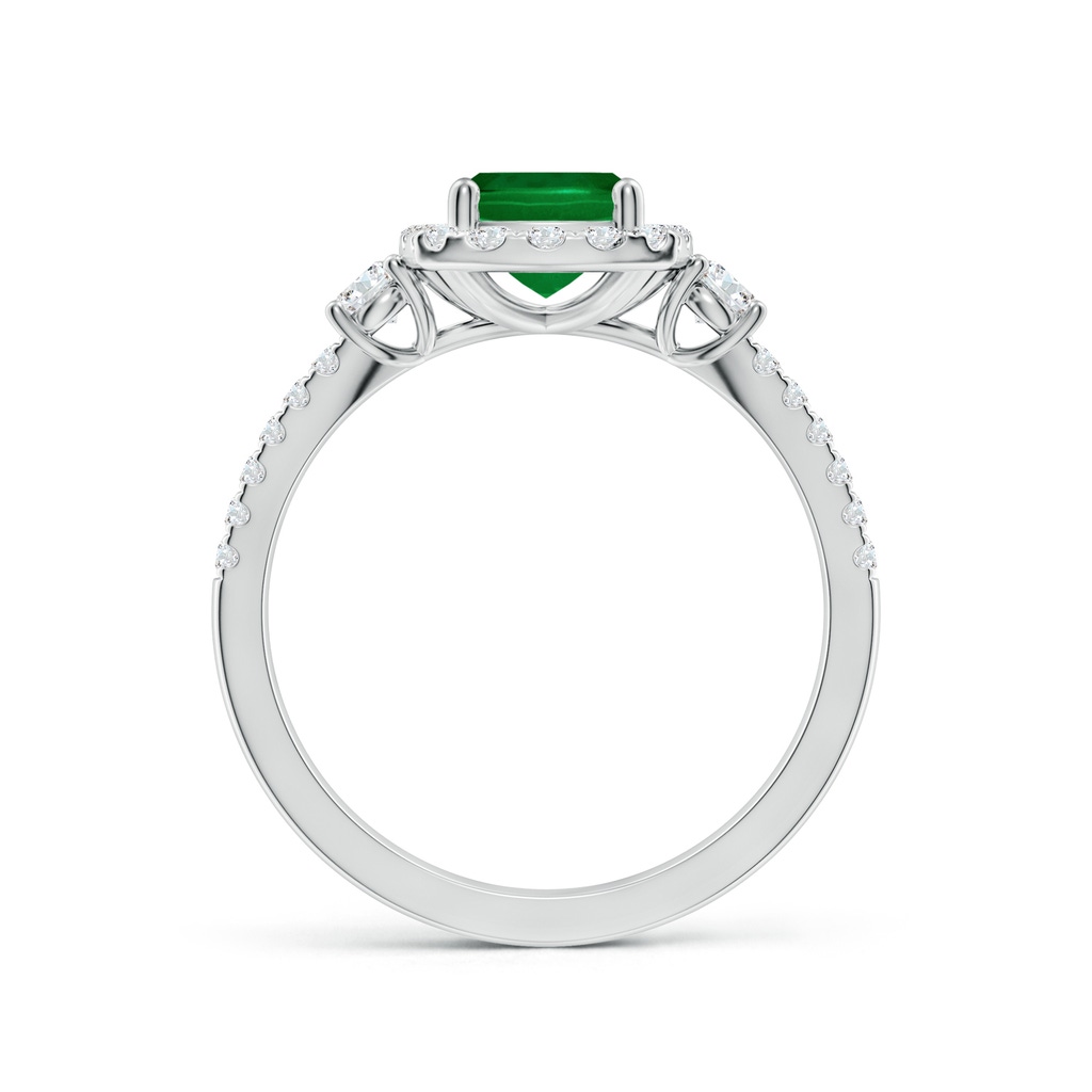 8x6mm Labgrown Cushion Rectangular Lab-Grown Emerald Halo Double Shank Engagement Ring in White Gold - side 199