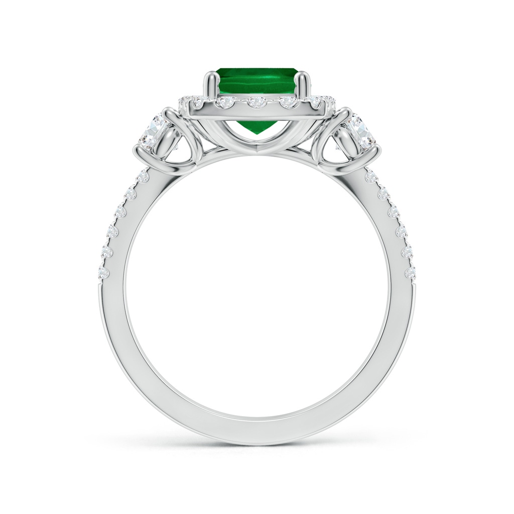 9x7mm Labgrown Cushion Rectangular Lab-Grown Emerald Halo Double Shank Engagement Ring in White Gold Side 199