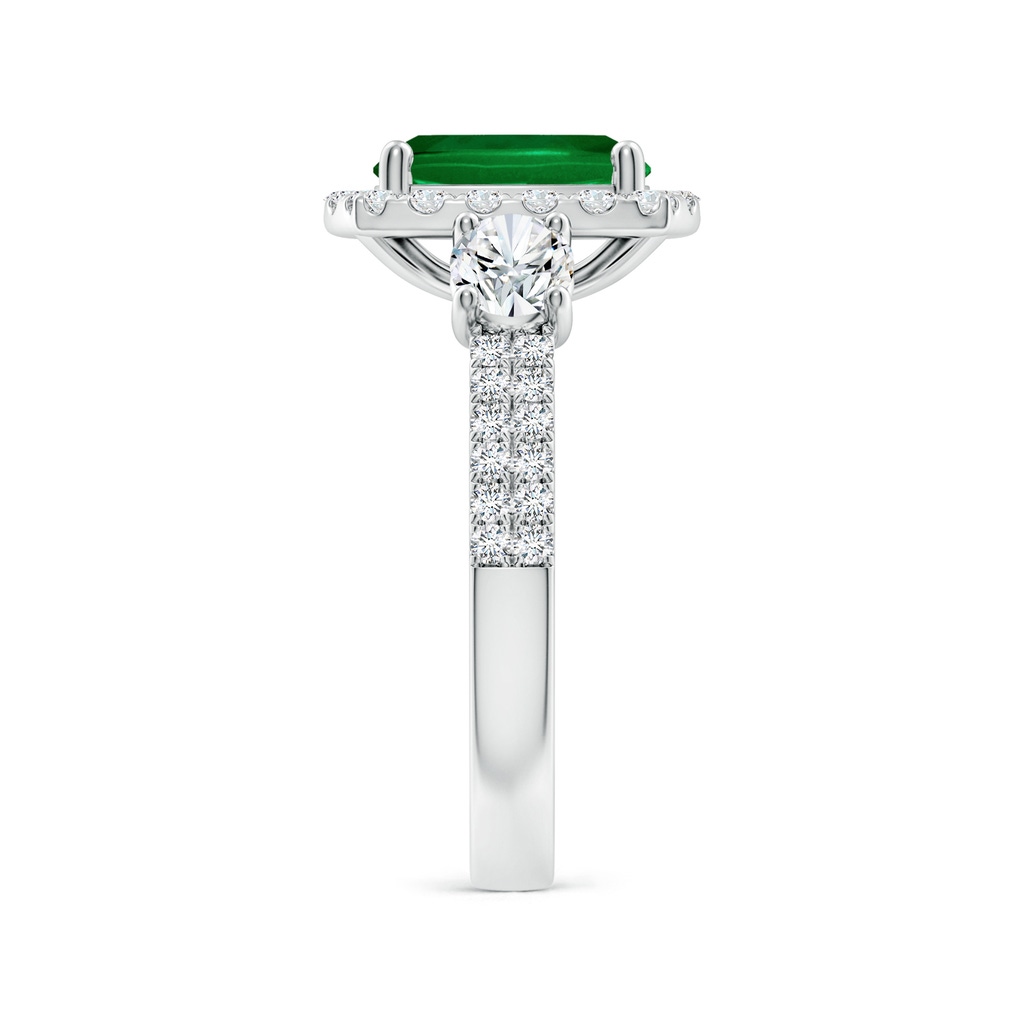 9x7mm Labgrown Cushion Rectangular Lab-Grown Emerald Halo Double Shank Engagement Ring in White Gold Side 299