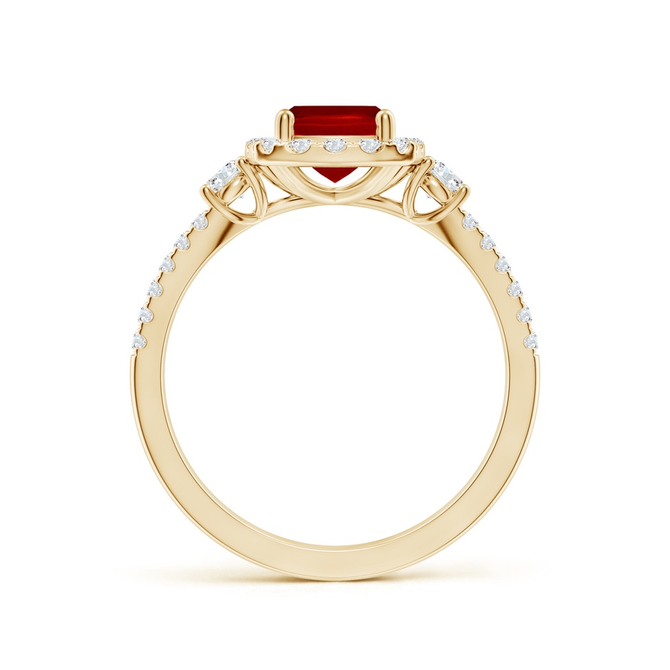 8x6mm Labgrown Cushion Rectangular Lab-Grown Ruby Halo Double Shank Engagement Ring in Yellow Gold side 199