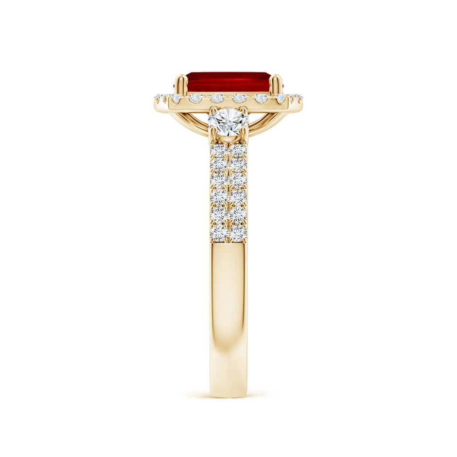 8x6mm Labgrown Cushion Rectangular Lab-Grown Ruby Halo Double Shank Engagement Ring in Yellow Gold side 299