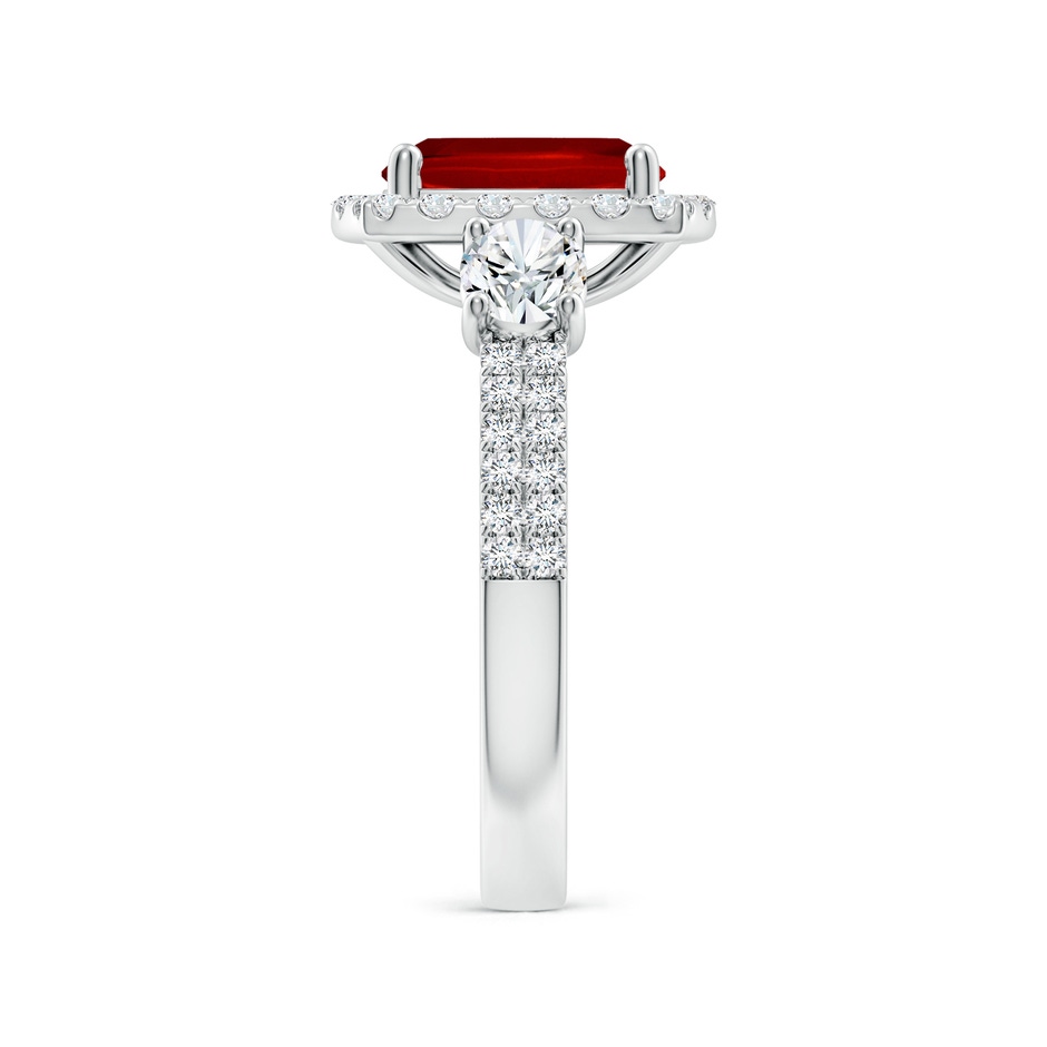 9x7mm Labgrown Cushion Rectangular Lab-Grown Ruby Halo Double Shank Engagement Ring in White Gold side 299