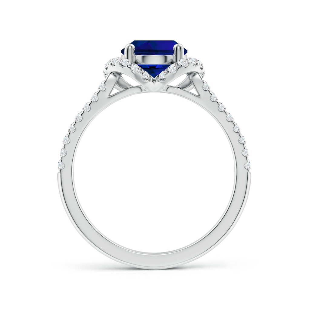 9x7mm Labgrown Classic Oval Lab-Grown Blue Sapphire Couture Engagement Ring in White Gold Side 199