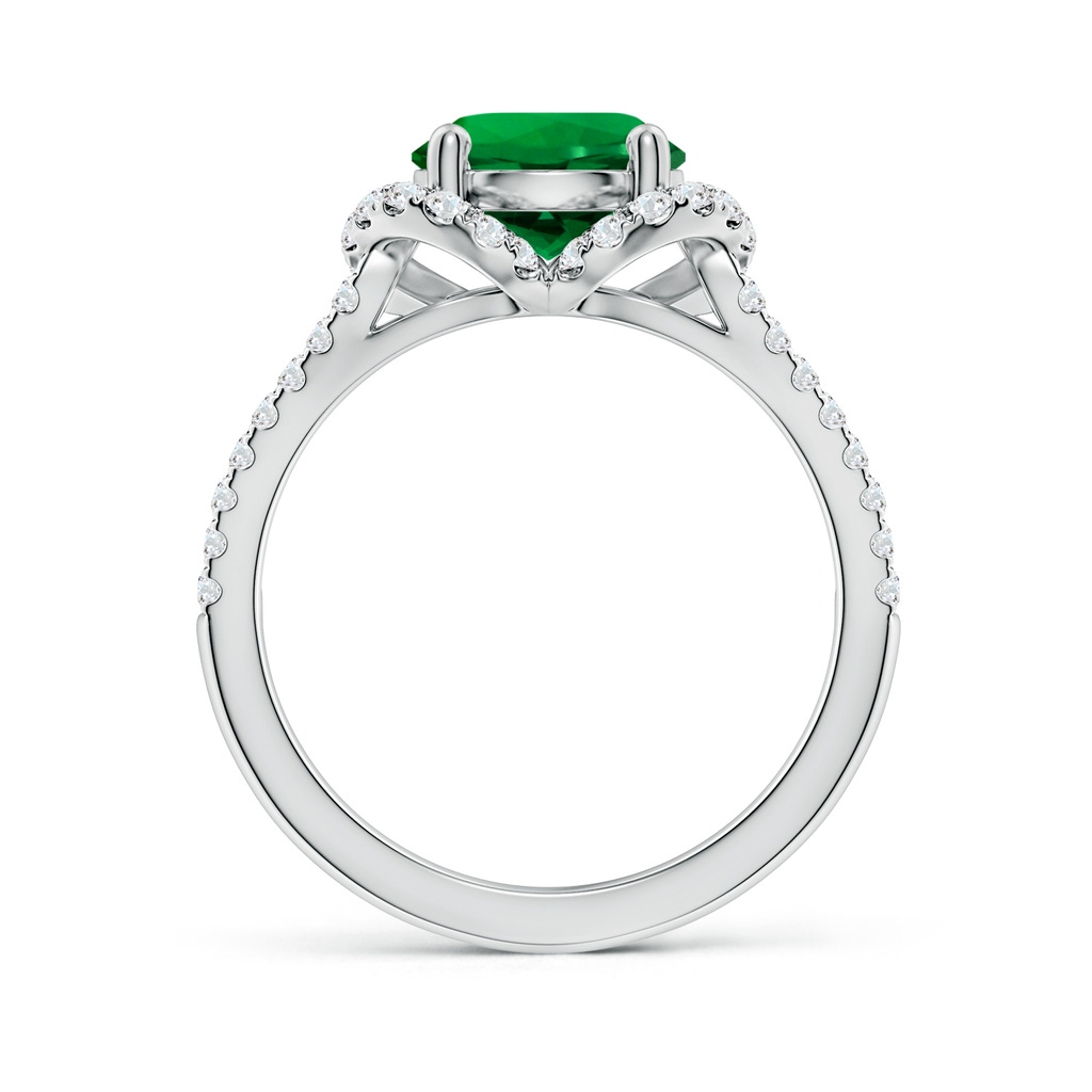 8mm Labgrown Classic Round Lab-Grown Emerald Couture Engagement Ring in White Gold Side 199