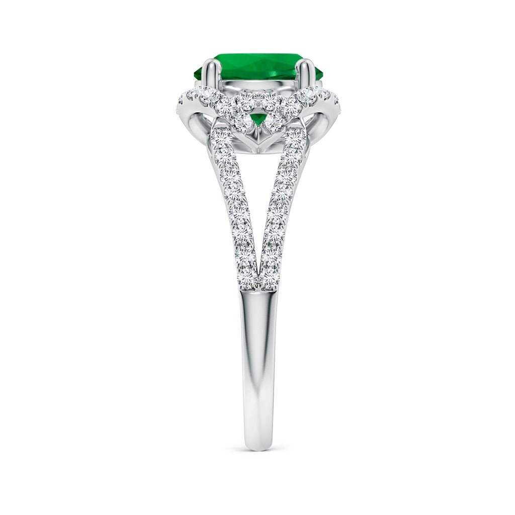 8mm Labgrown Classic Round Lab-Grown Emerald Couture Engagement Ring in White Gold Side 299