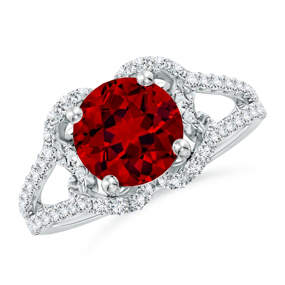 8mm Labgrown Classic Round Lab-Grown Ruby Couture Engagement Ring in White Gold 