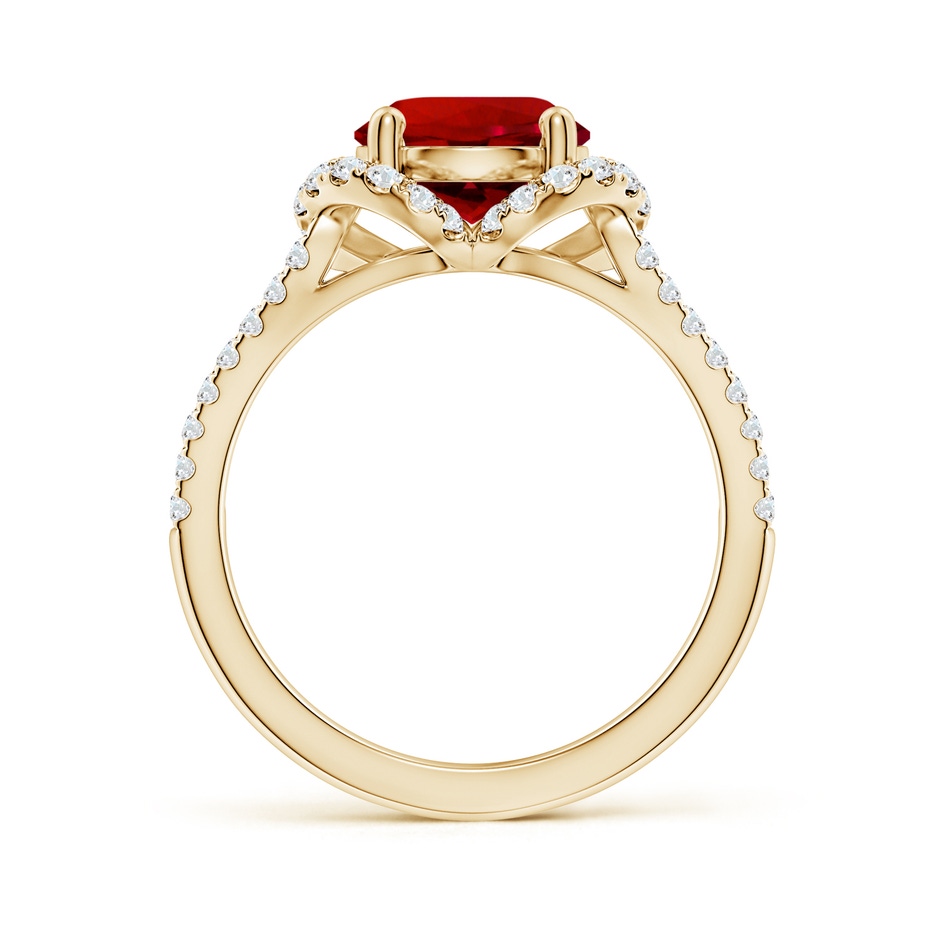 8mm Labgrown Classic Round Lab-Grown Ruby Couture Engagement Ring in Yellow Gold side 199