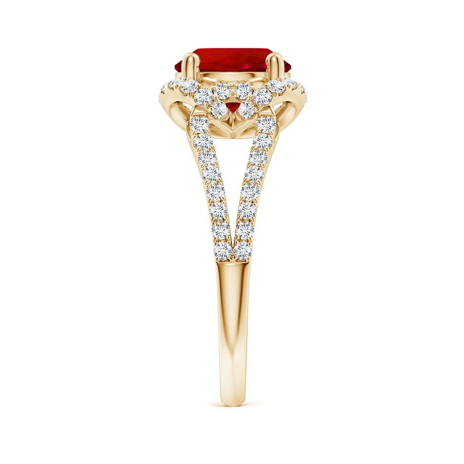 8mm Labgrown Classic Round Lab-Grown Ruby Couture Engagement Ring in Yellow Gold side 299