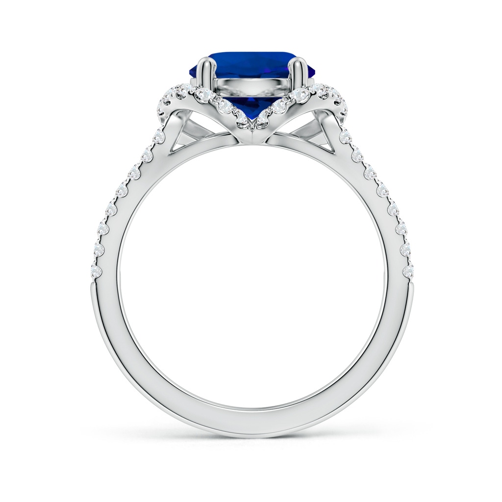8mm Labgrown Classic Round Lab-Grown Blue Sapphire Couture Engagement Ring in White Gold Side 199