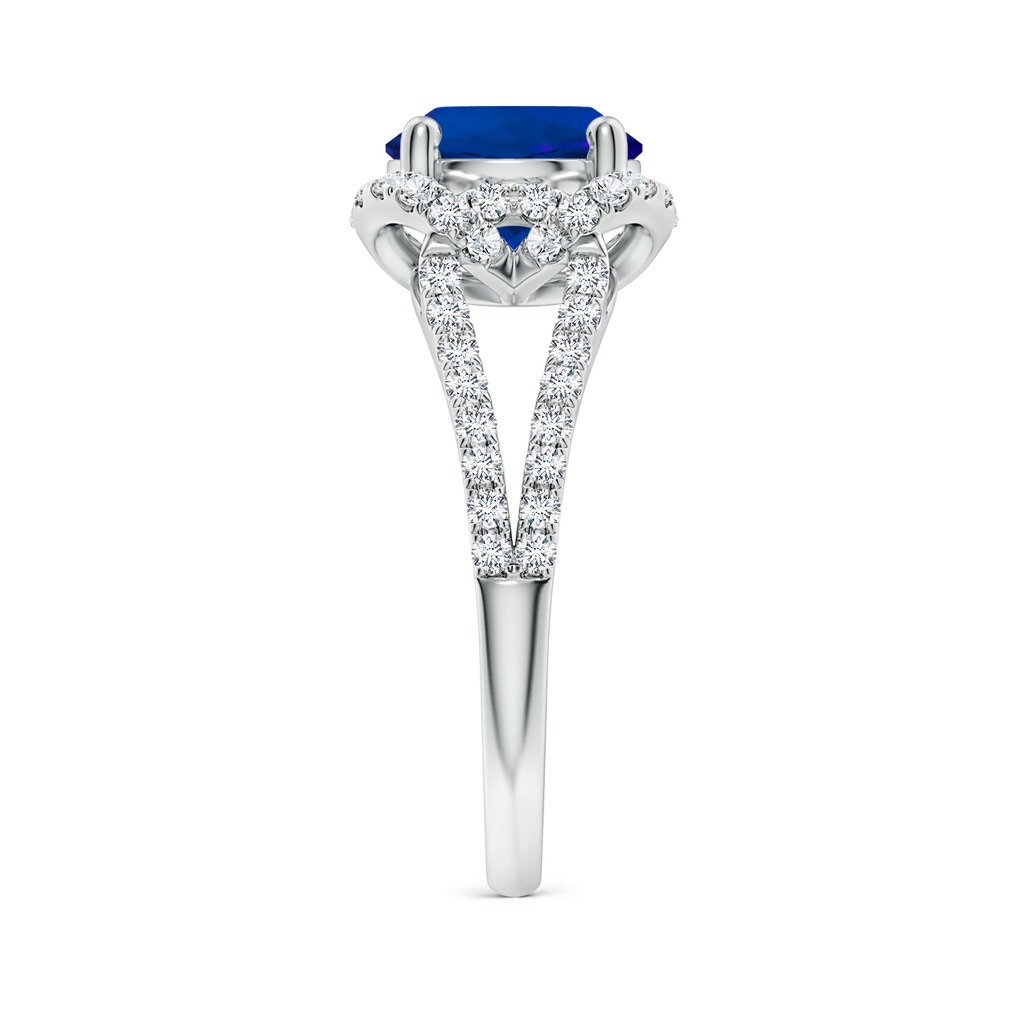 8mm Labgrown Classic Round Lab-Grown Blue Sapphire Couture Engagement Ring in White Gold Side 299