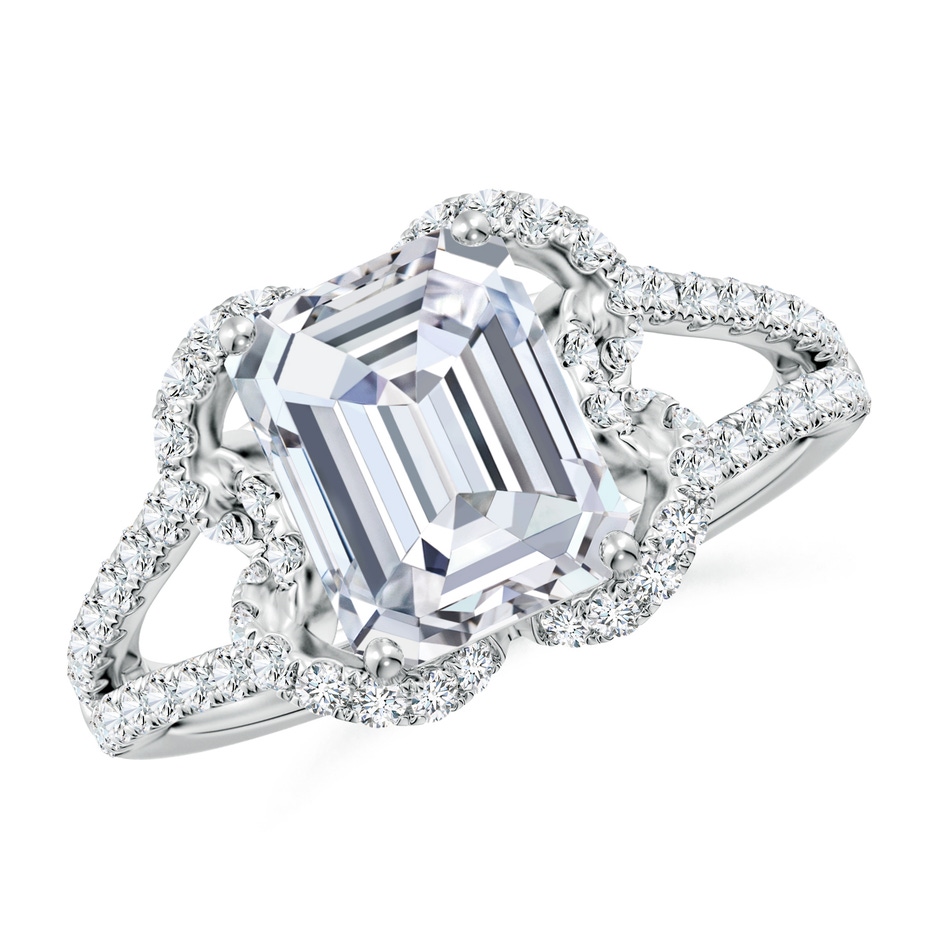 9x7mm FGVS Classic Emerald-Cut Lab-Grown Diamond Couture Engagement Ring in White Gold 