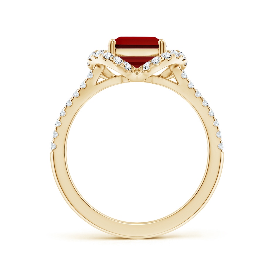 9x7mm Labgrown Classic Emerald-Cut Lab-Grown Ruby Couture Engagement Ring in Yellow Gold side 199