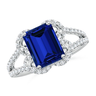 Emerald Cut Lab-Grown Lab Grown Blue Sapphire