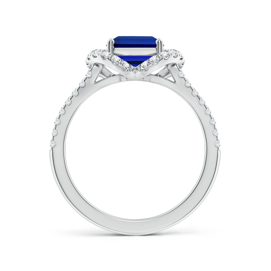 9x7mm Labgrown Classic Emerald-Cut Lab-Grown Blue Sapphire Couture Engagement Ring in White Gold Side 199