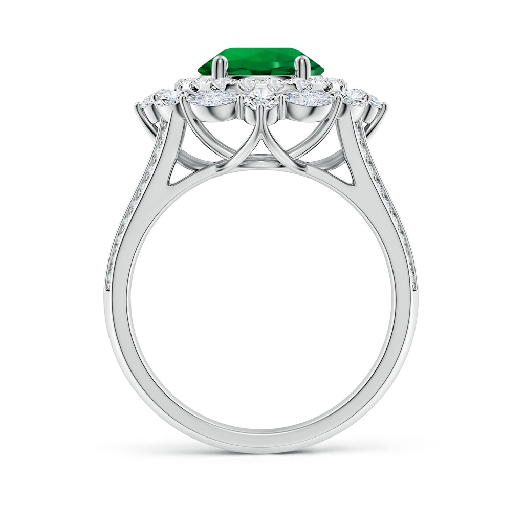 8mm Labgrown Ornate Round Lab-Grown Emerald Halo Engagement Ring in White Gold Side 199