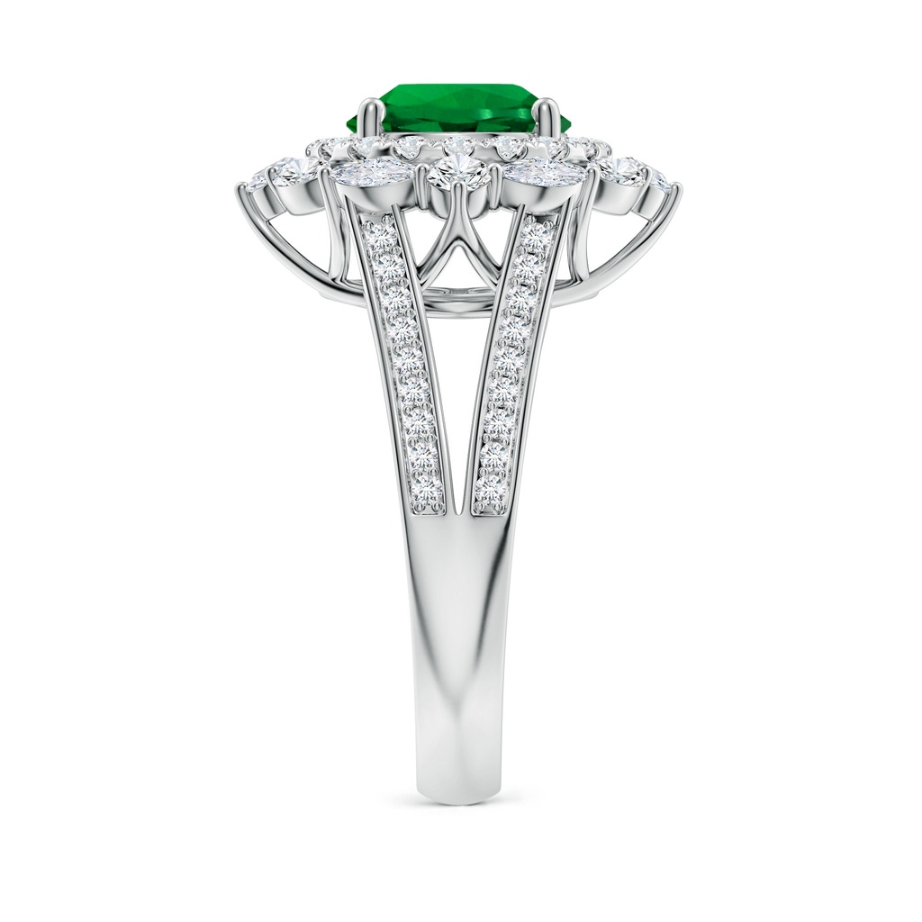 8mm Labgrown Ornate Round Lab-Grown Emerald Halo Engagement Ring in White Gold Side 299
