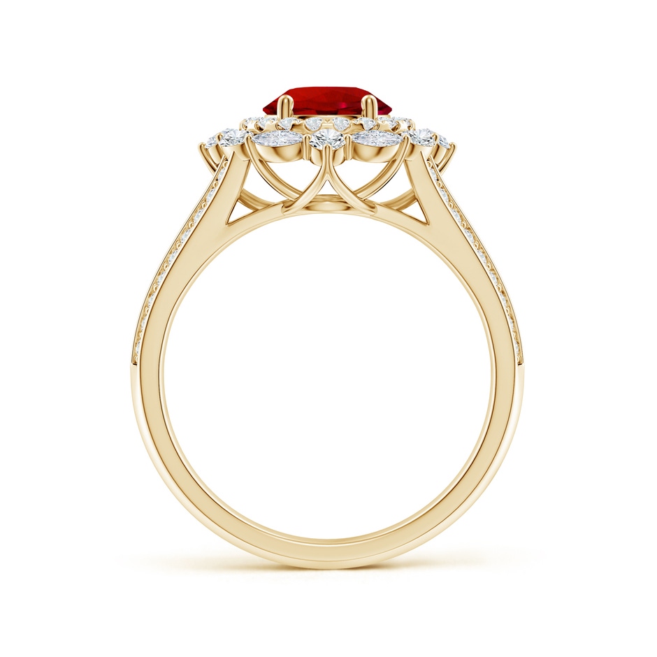 6.5mm Labgrown Ornate Round Lab-Grown Ruby Halo Engagement Ring in Yellow Gold side 199