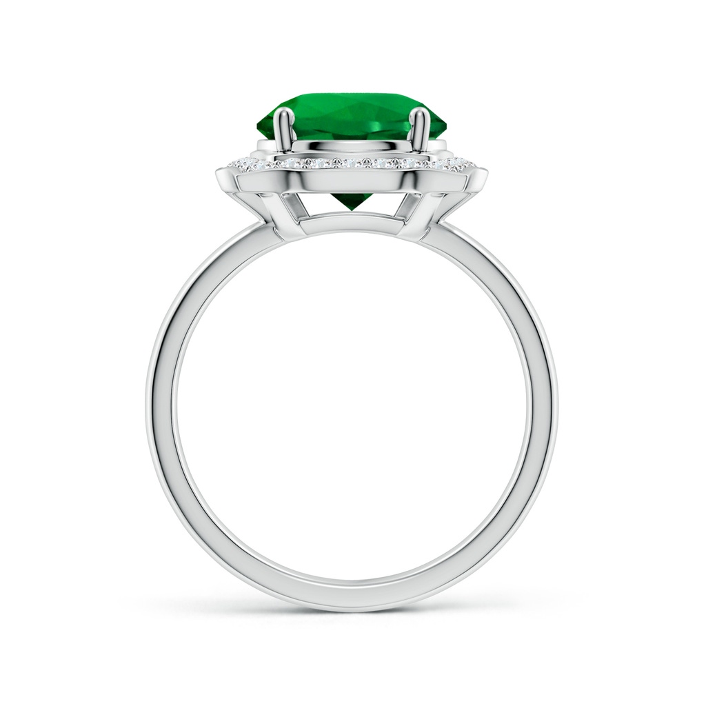 9mm Labgrown Art Deco Inspired Round Lab-Grown Emerald Halo Engagement Ring in White Gold Side 199