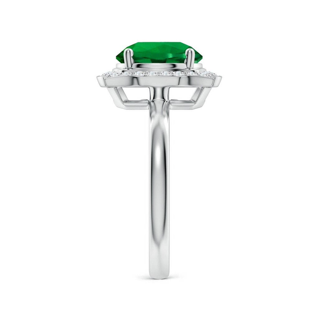 9mm Labgrown Art Deco Inspired Round Lab-Grown Emerald Halo Engagement Ring in White Gold Side 299