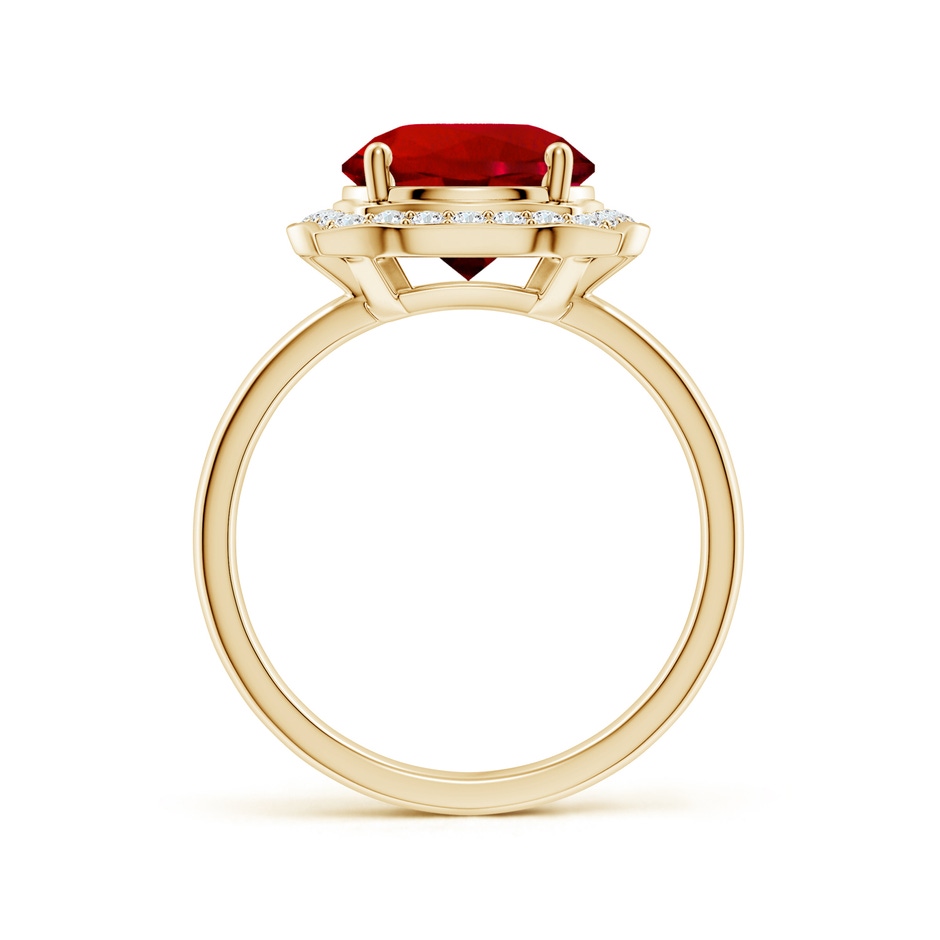 9mm Labgrown Art Deco Inspired Round Lab-Grown Ruby Halo Engagement Ring in Yellow Gold side 199