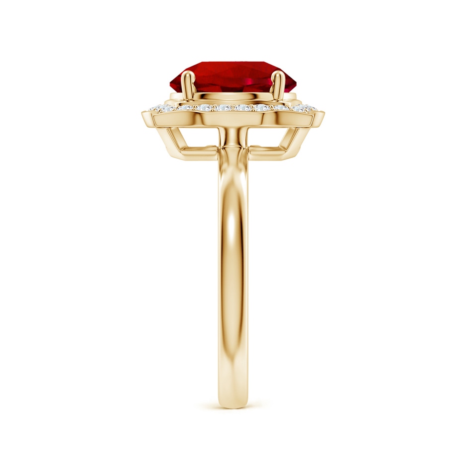 9mm Labgrown Art Deco Inspired Round Lab-Grown Ruby Halo Engagement Ring in Yellow Gold side 299