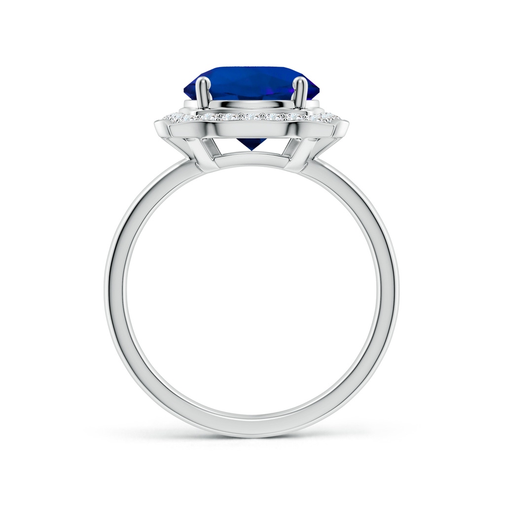 9mm Labgrown Art Deco Inspired Round Lab-Grown Blue Sapphire Halo Engagement Ring in White Gold Side 199