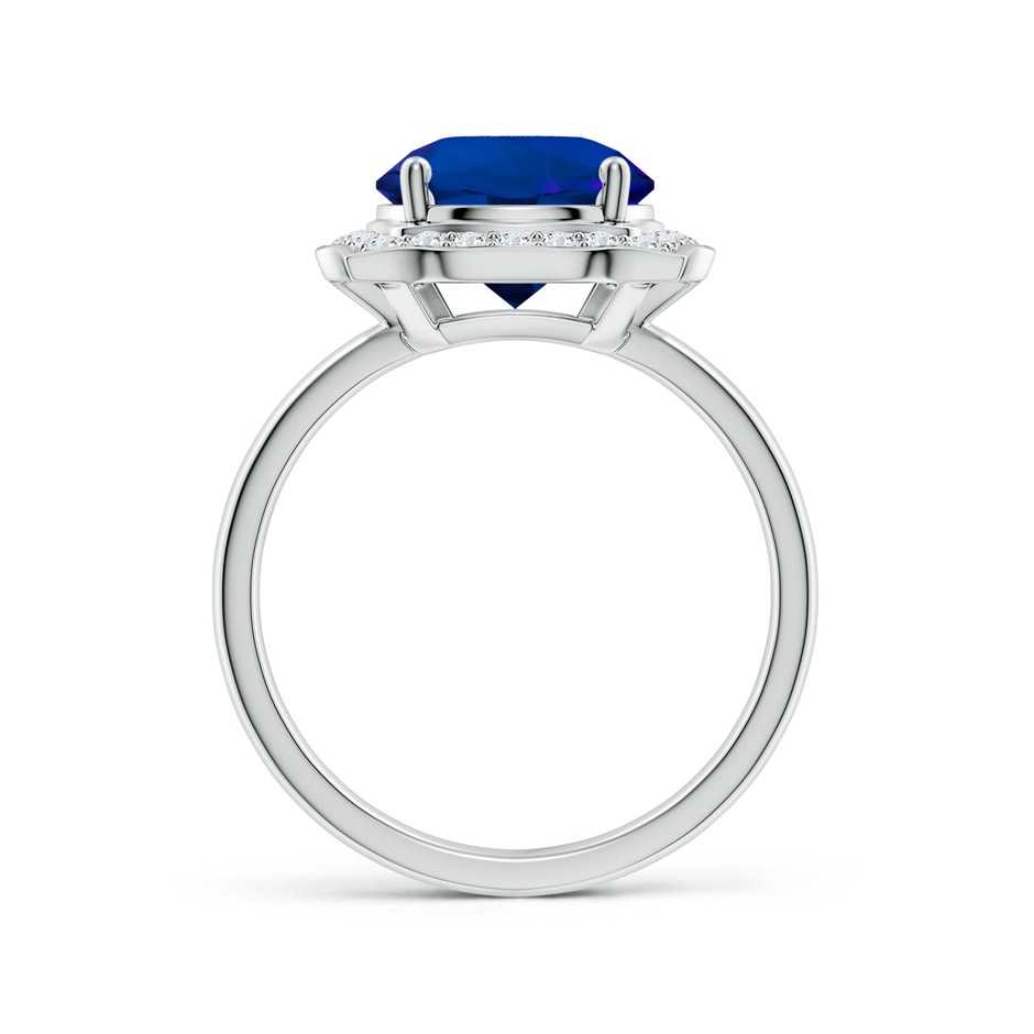 Art Deco Inspired Round Lab-Grown Blue Sapphire Halo Engagement Ring