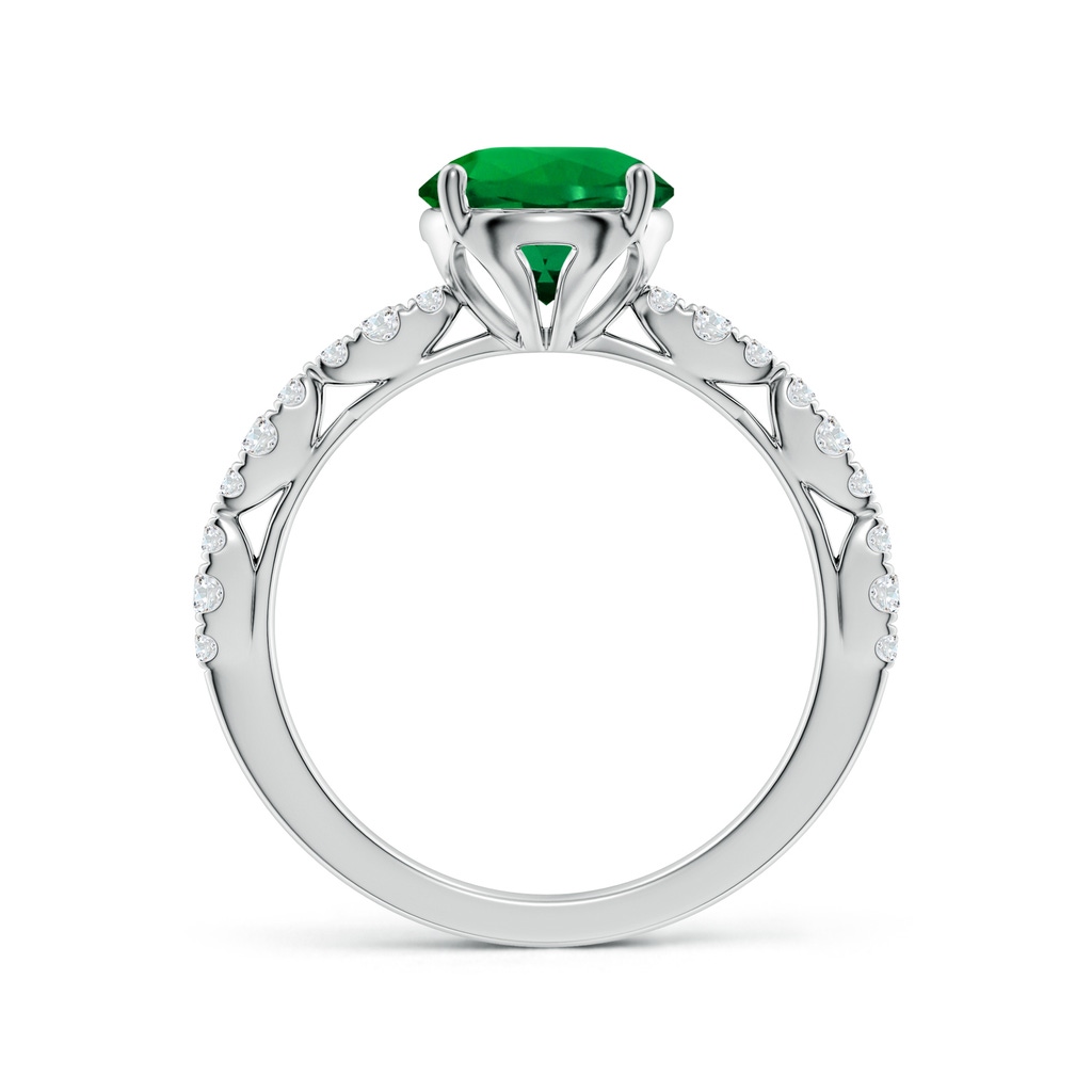 8mm Labgrown Classic Round Lab-Grown Emerald Crescent Engagement Ring in White Gold Side 199