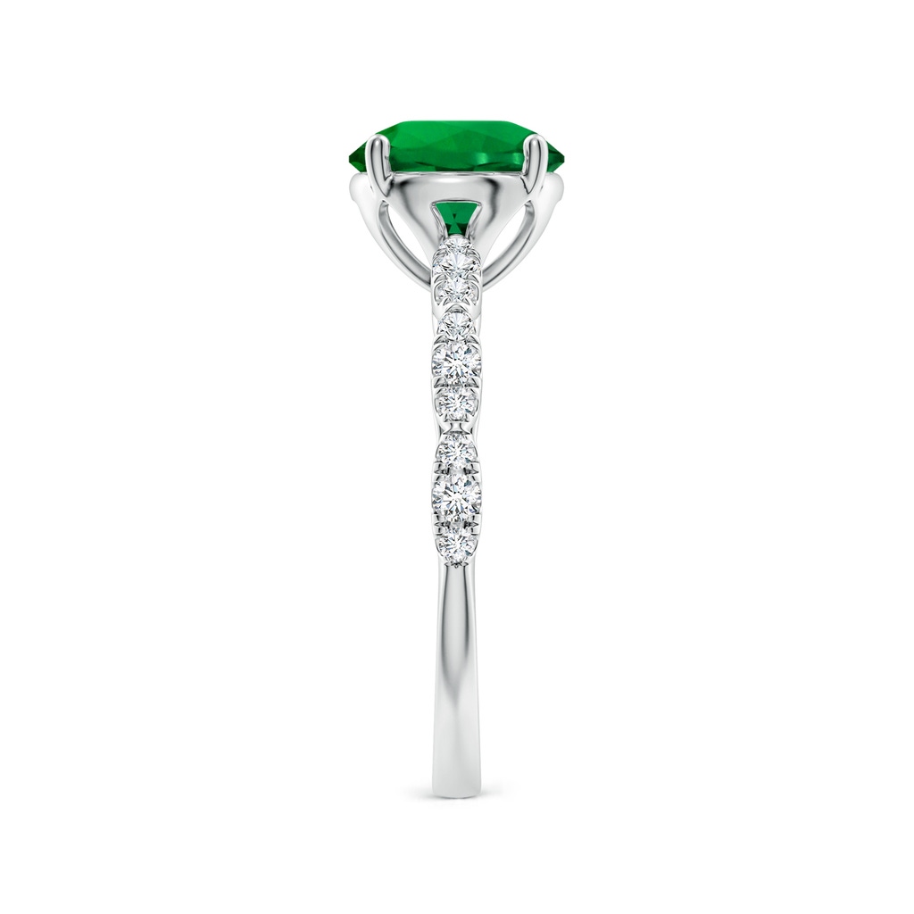 8mm Labgrown Classic Round Lab-Grown Emerald Crescent Engagement Ring in White Gold Side 299