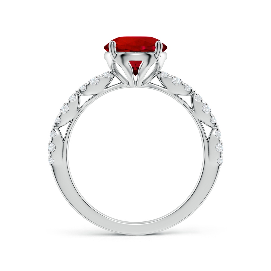 8mm Labgrown Classic Round Lab-Grown Ruby Crescent Engagement Ring in 18K White Gold side 199